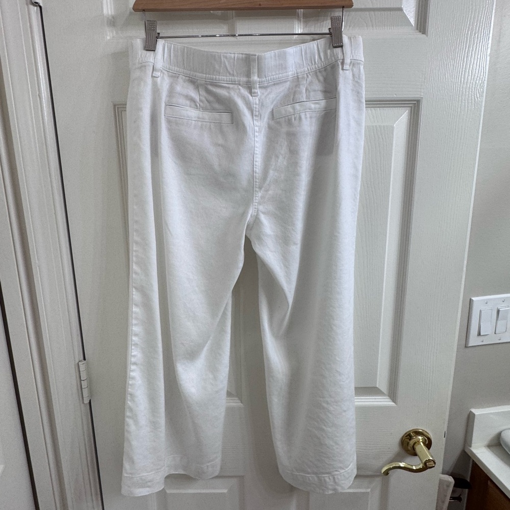 J Jill White Linen Blend Cropped Pants Size S Petite - Picture 2 of 3